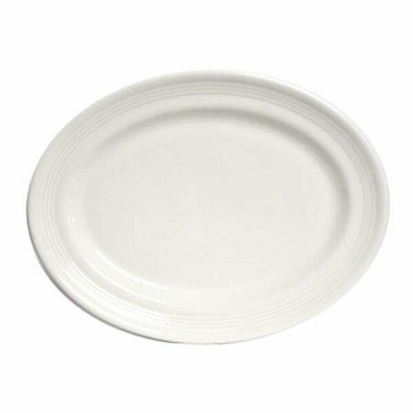 Tuxton China 9.75 in. x 6.5 in. Concentrix Oval Platter - Blanco - 2 Dozen CWH-096